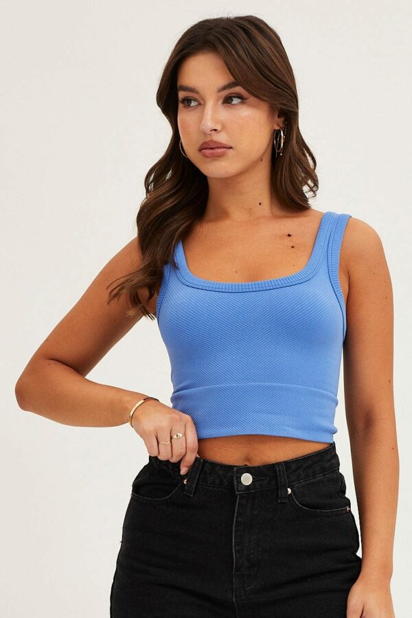 Blue Bralette Seamless Rib - Image 3