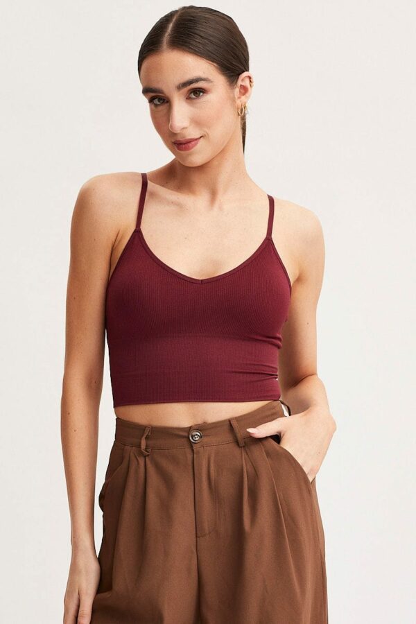 Red Crop Singlet Top Seamless