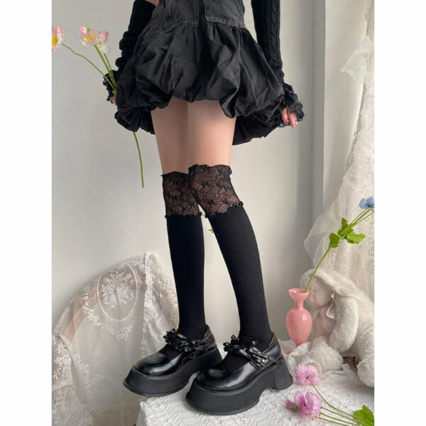 Lace over knee stockings - Image 2
