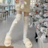 Fluffy warm pompon stockings