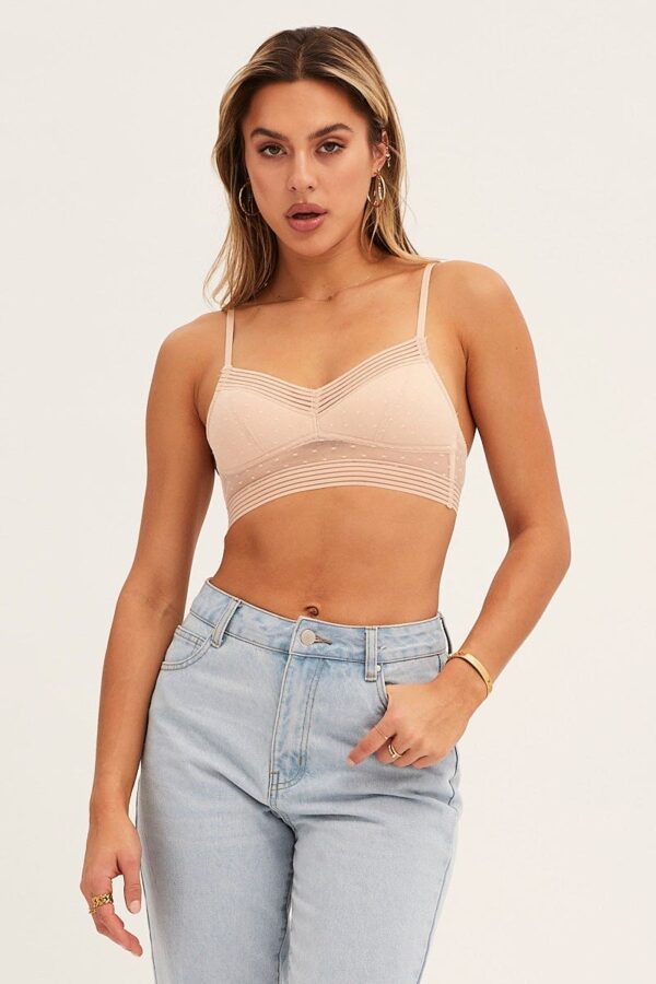 Beige Mesh Bralette